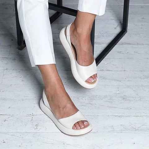 Flat bottomed low heel fish mouth thick soled women's sandals