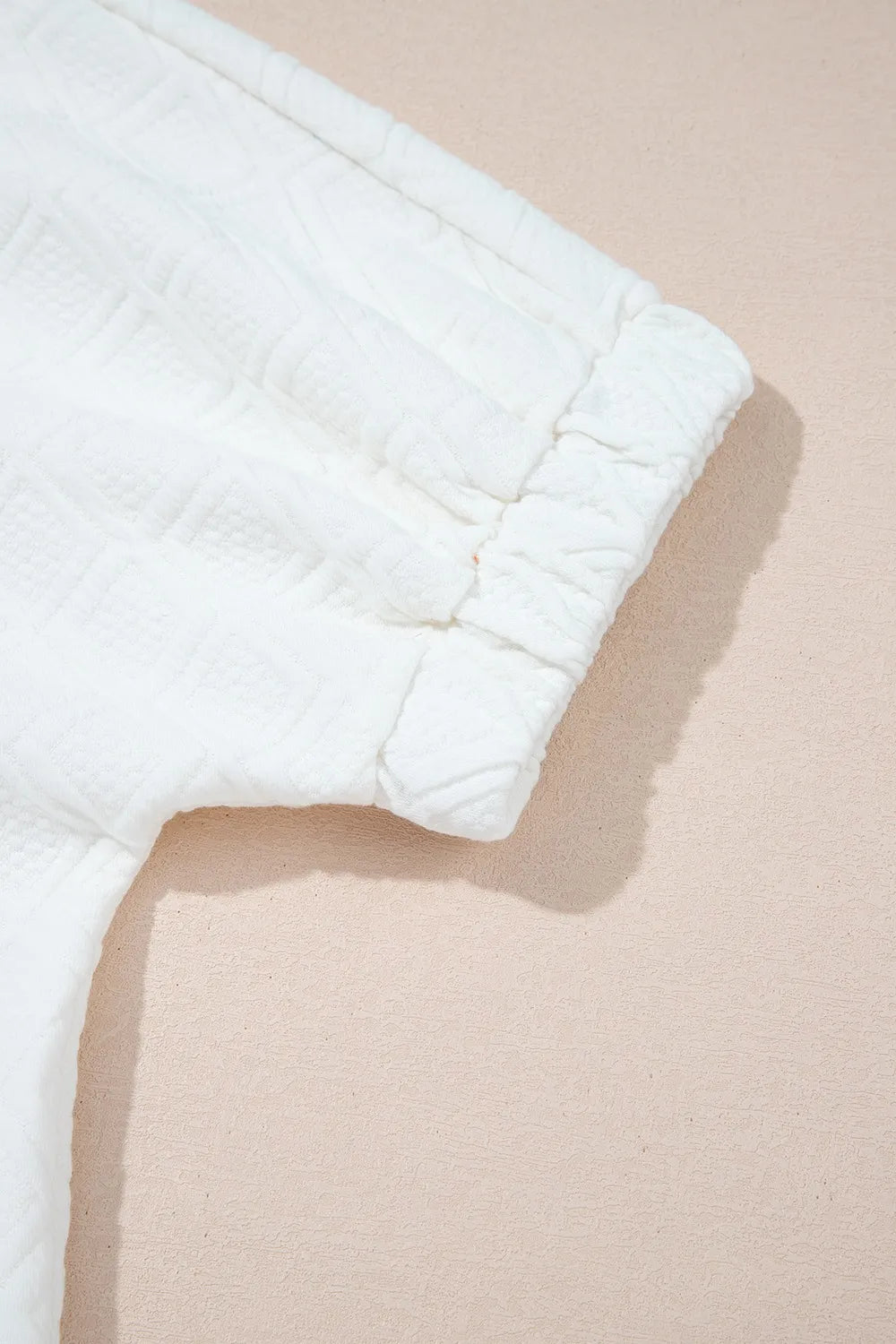 Contrast Striped Collar Patchwork Textured Half Sleeve Blouse.