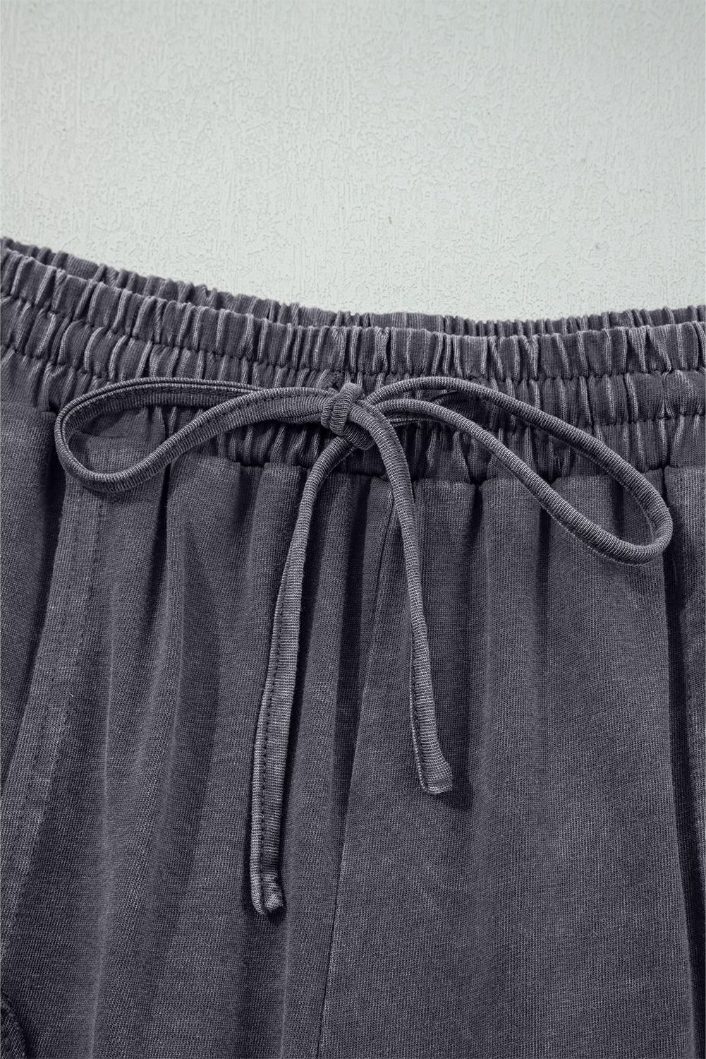 Light Grey Flower Patch Mineral Washed Terry Knit Cropped Wide Leg Pants Dear-Lover Dropshipping