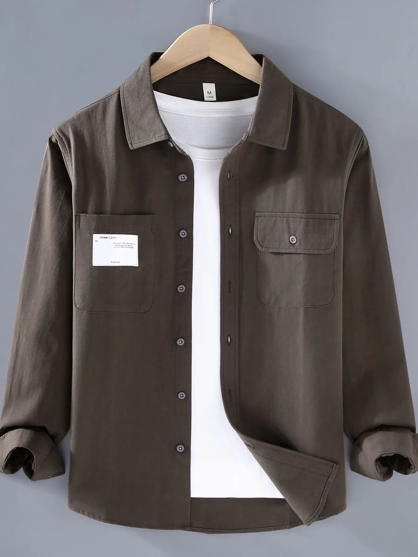 Men's Plus Size Button Up Long Sleeve Shirt.