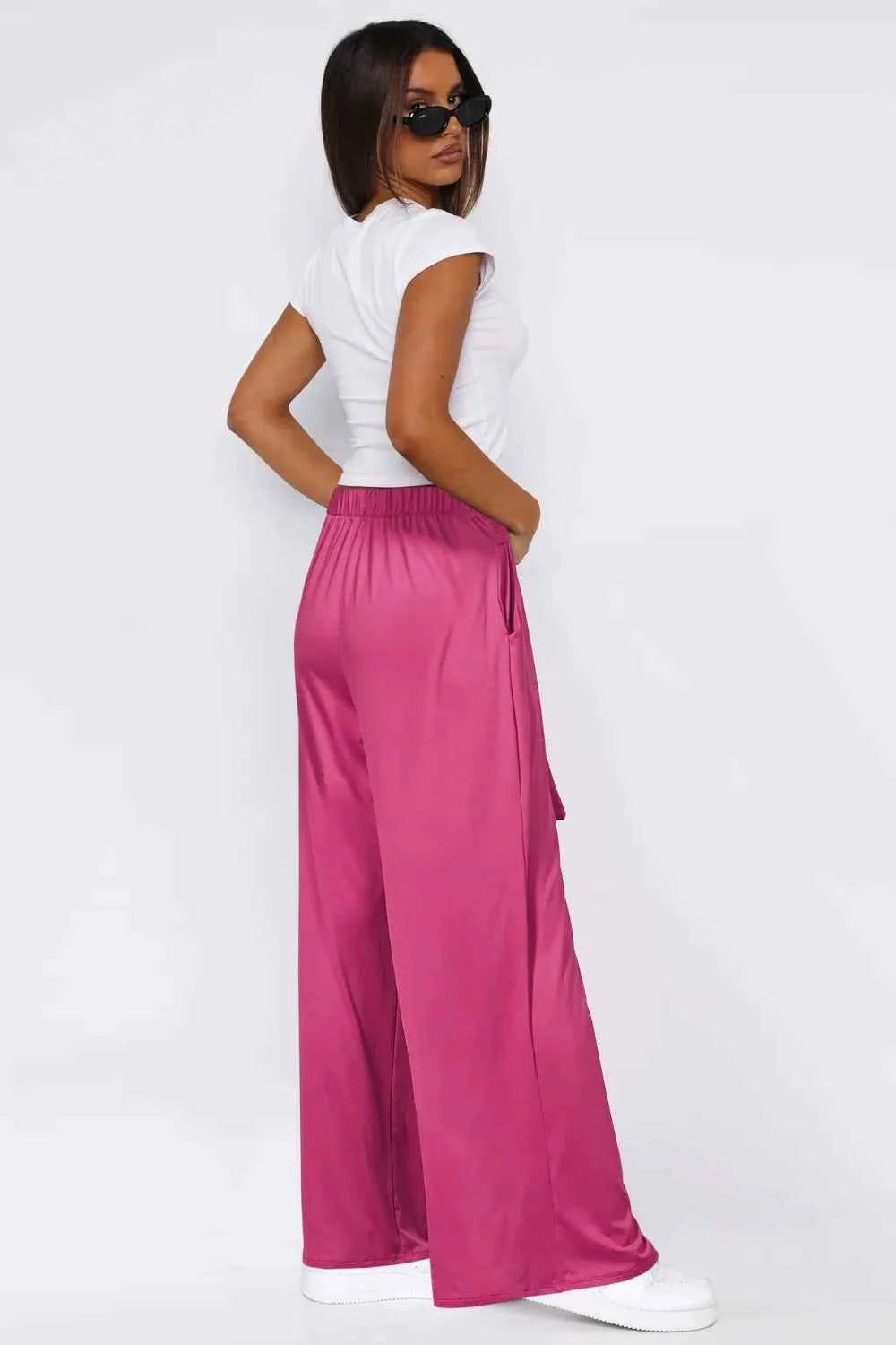 Tied Wide Leg Pants with Pockets.