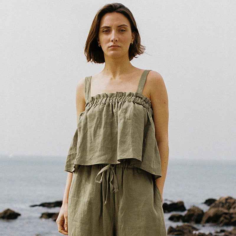 Ramie-cotton Tube-top Camisole For Women