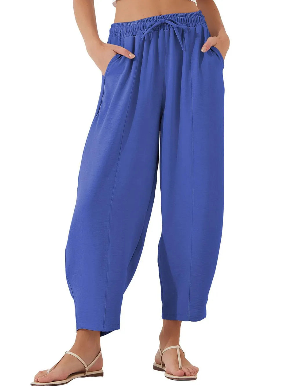 Full Size Drawstring Cropped Jogger Pants Plus Size.