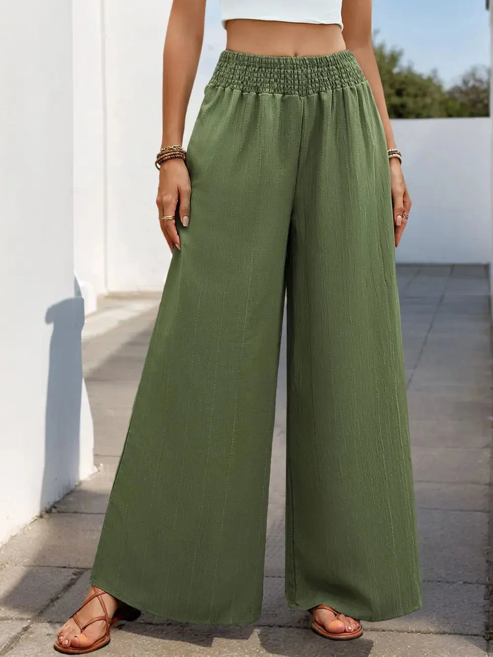 Perfee Smocked Wide Leg Pants.