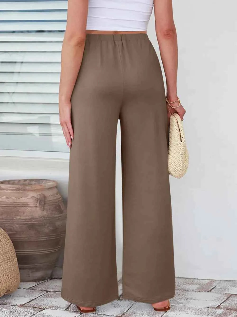 Elastic Waist Wide Leg Pants