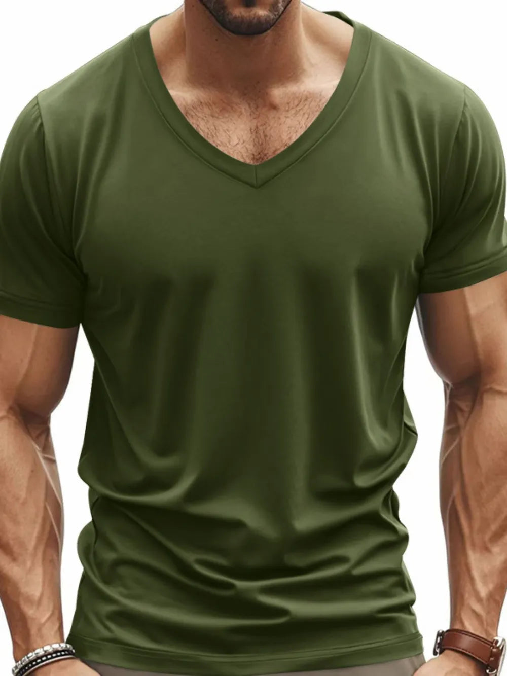 Casual V-Neck Short Sleeve T-Shirt Plus Size for men.