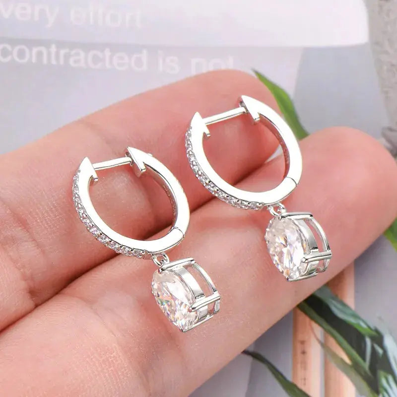 3 Carat Moissanite 925 Sterling Silver Earrings.