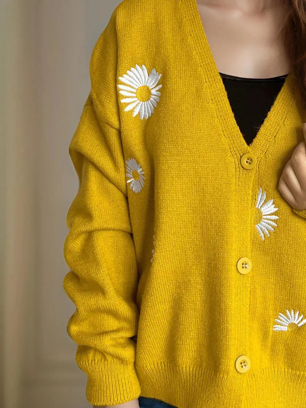 Daisy Button Up V-Neck Cardigan.