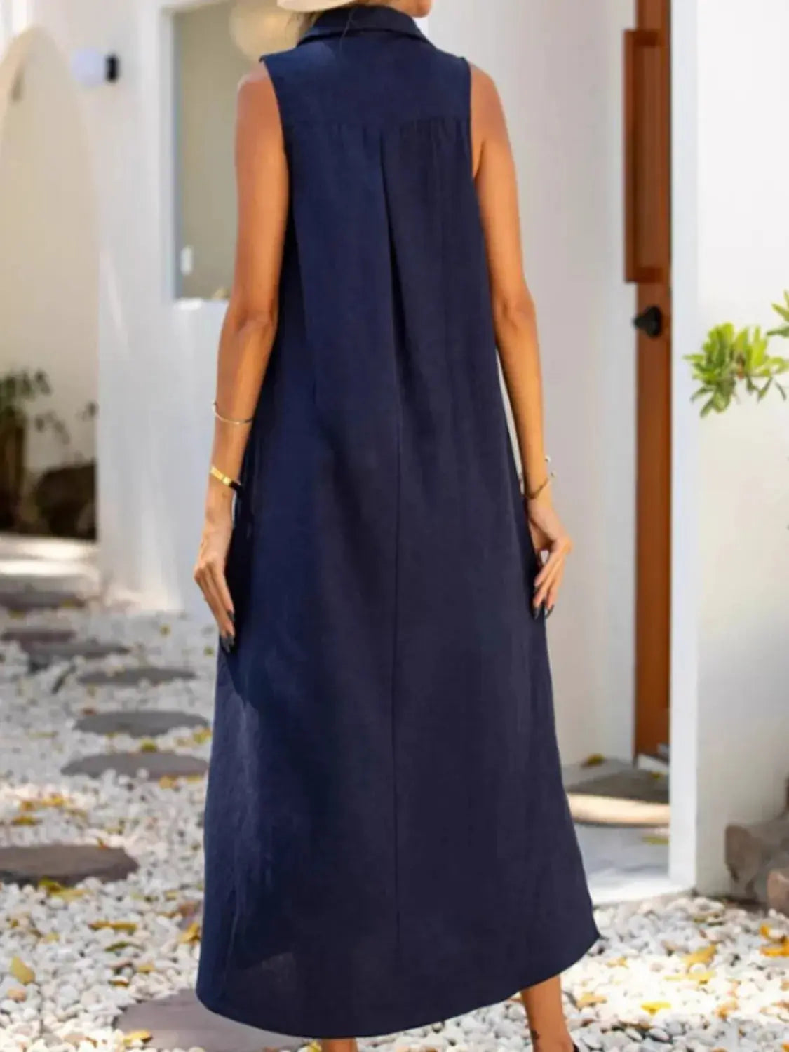 Full Size Side Slit Sleeveless Midi Dress Plus Size.