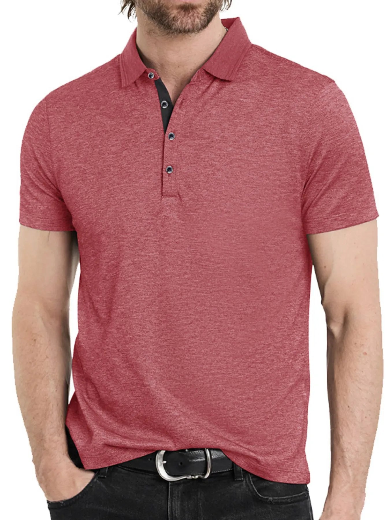 Men's Classic Heathered Short Sleeve Polo Shirt.