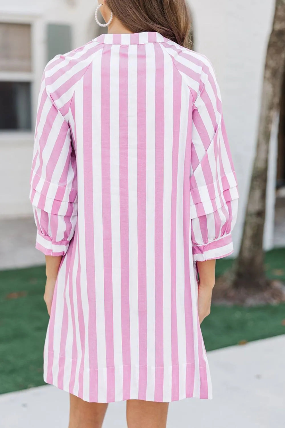 Striped Notched Mini Dress.