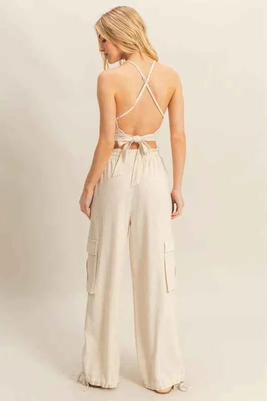 Crop Top and Cargo Pants Set