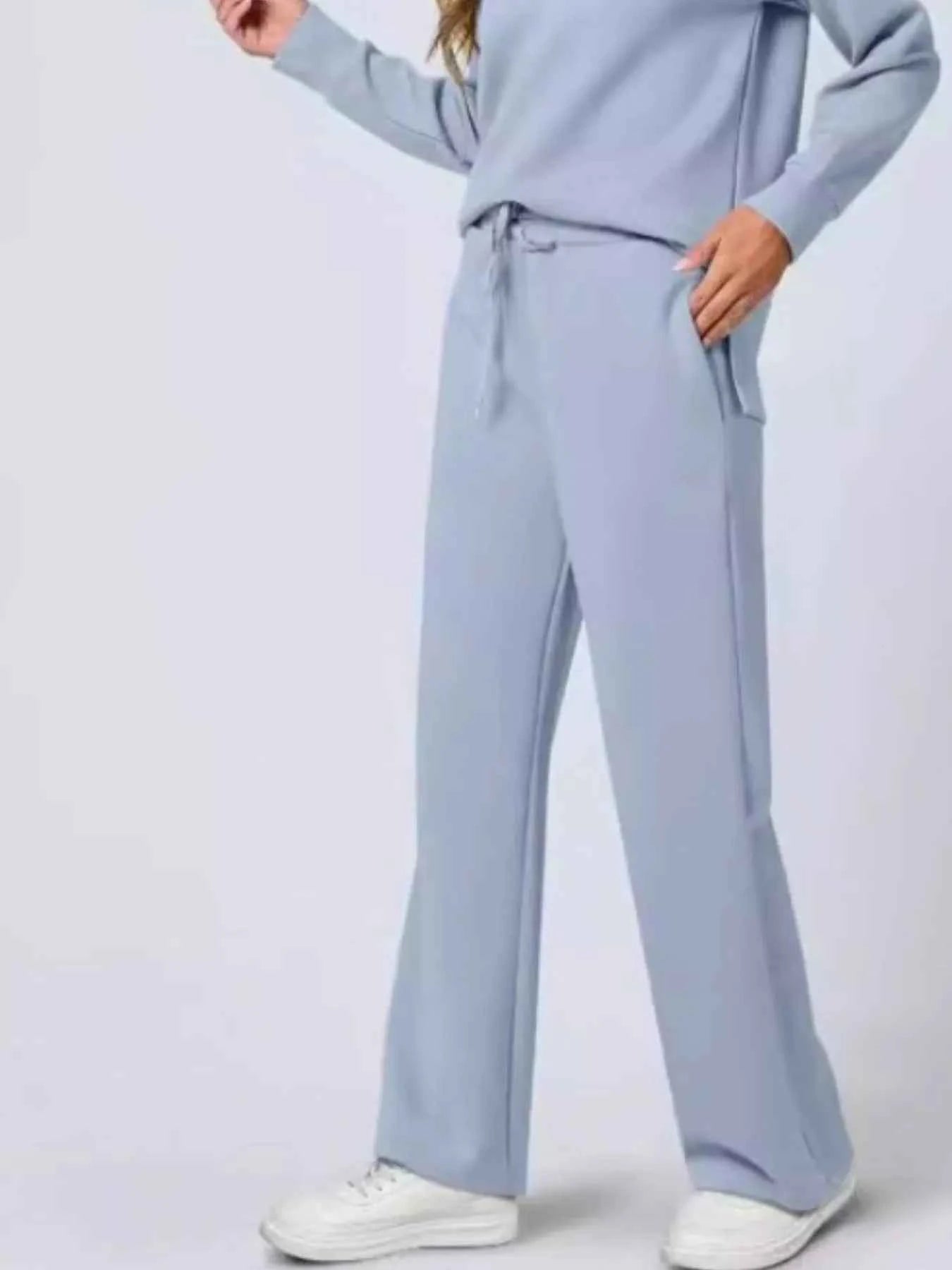 Full Size Johnny Collar Long Sleeve Top and Pants Plus Size