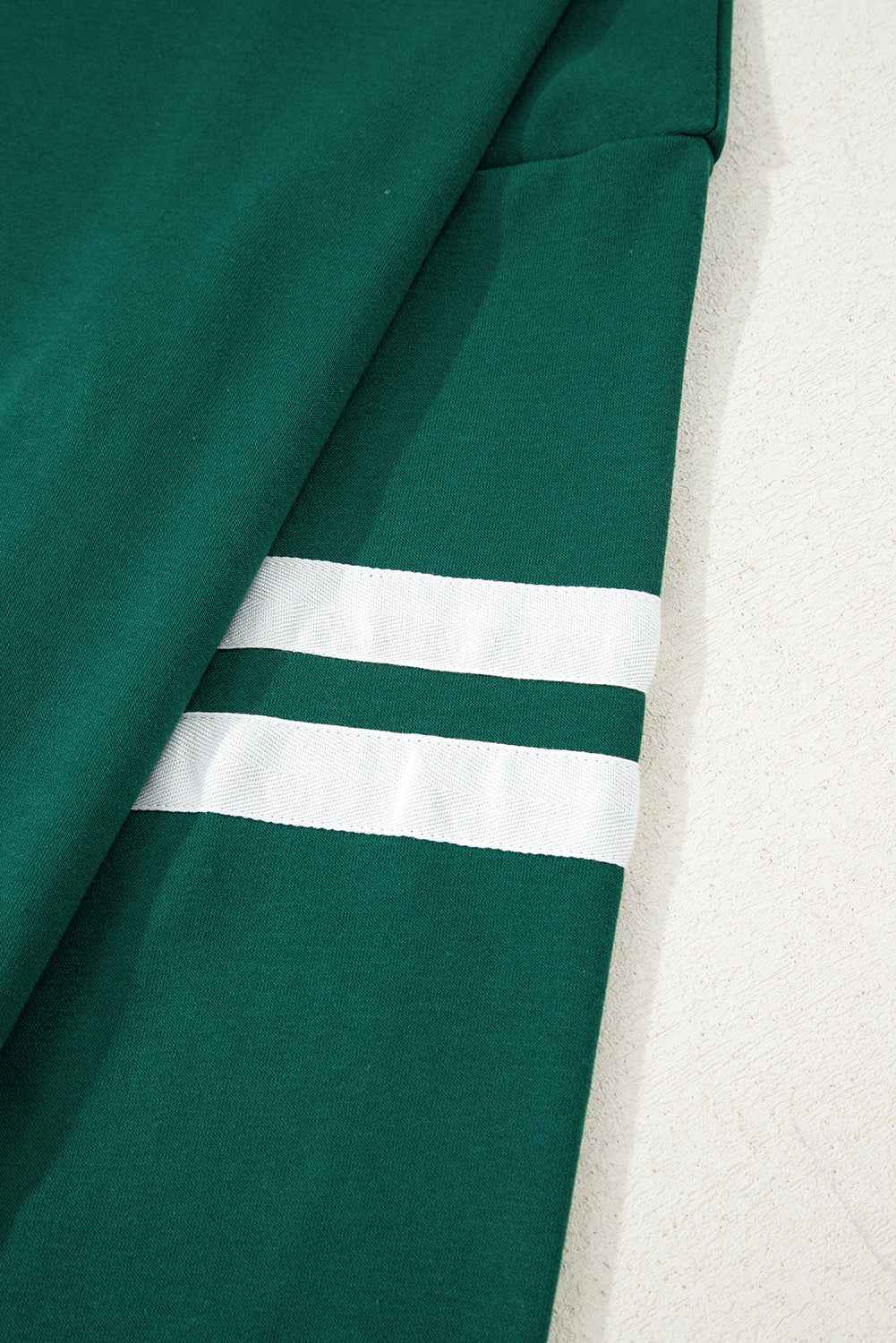 Evergreen Varsity Striped Sleeve Drop Shoulder Sweatshirt and Short Set