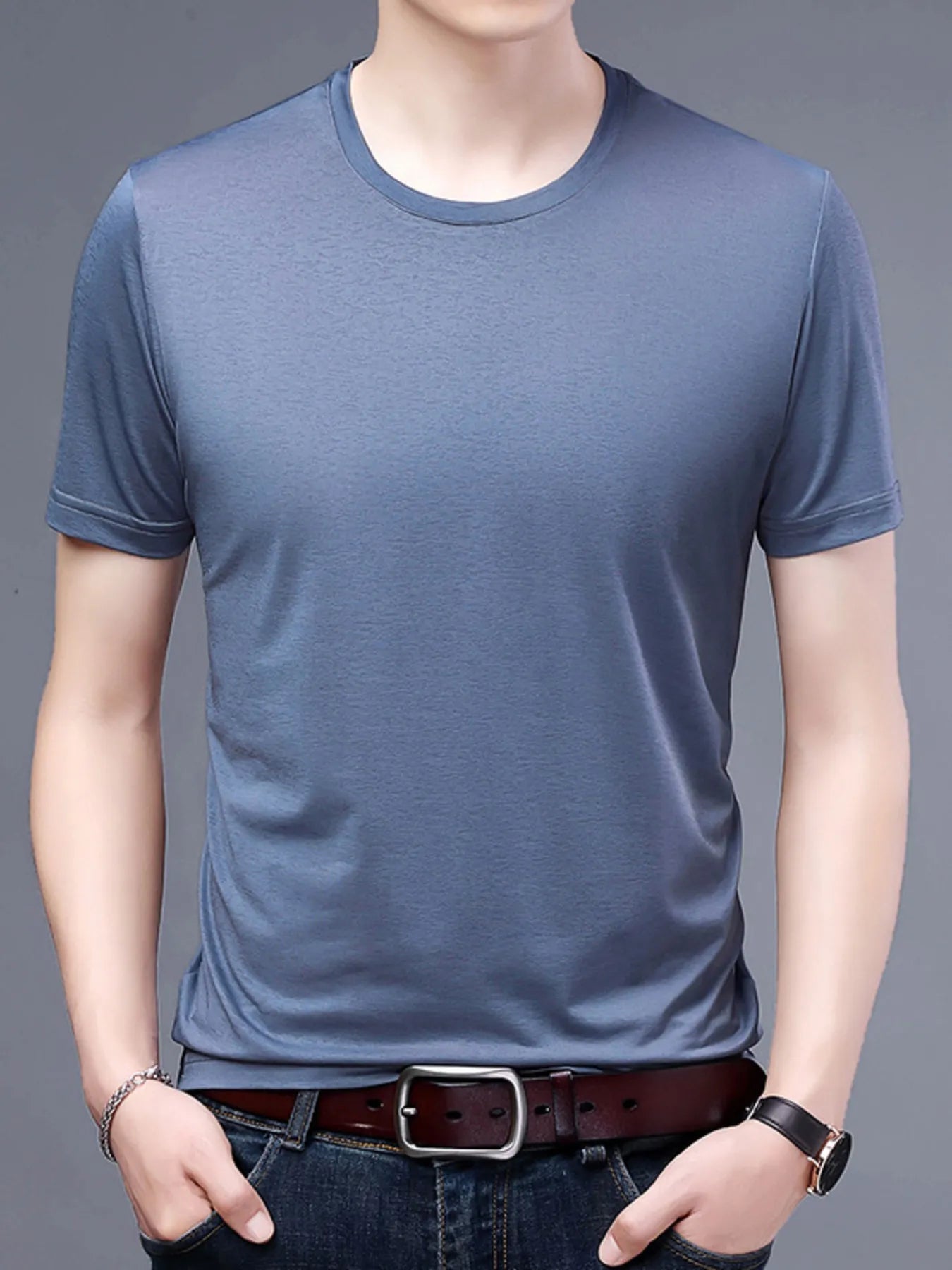 Men's Plus Size Classic Crew Neck Basic T-Shirt.