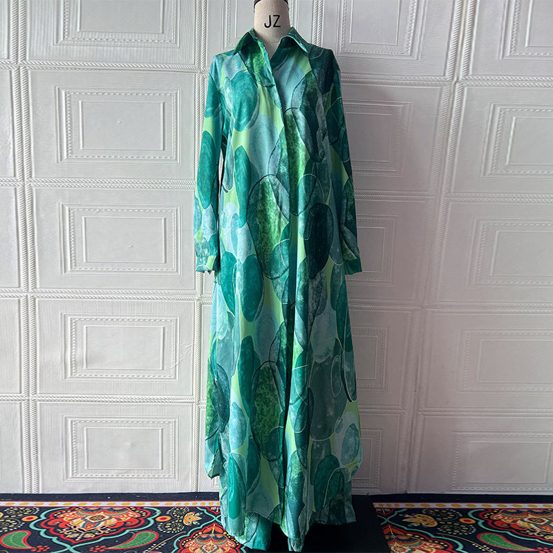 Elegant and sexy printed top+wide leg pants two-piece set