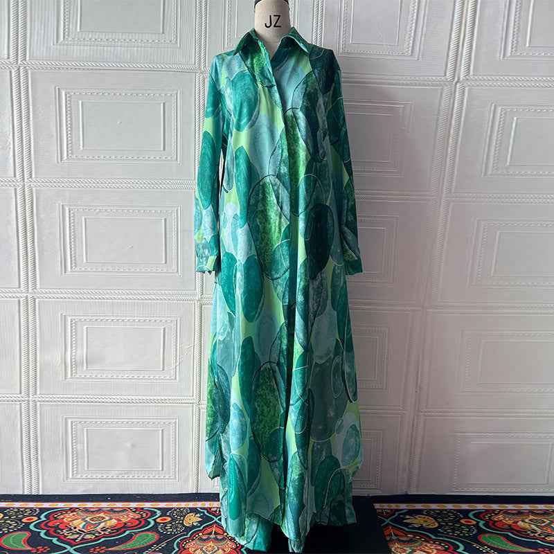 Elegant and sexy printed top+wide leg pants two-piece set