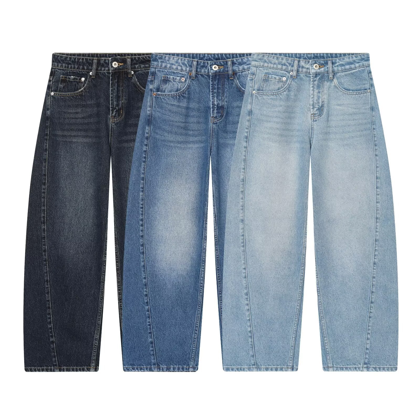 Mid waist loose fitting bucket shaped jeans eprolo