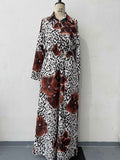 Two piece set of printed top and pants for socialites