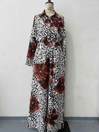 Two piece set of printed top and pants for socialites