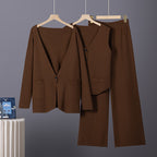 Three-Piece Jacket, Vest and Wide-Leg Pants Set