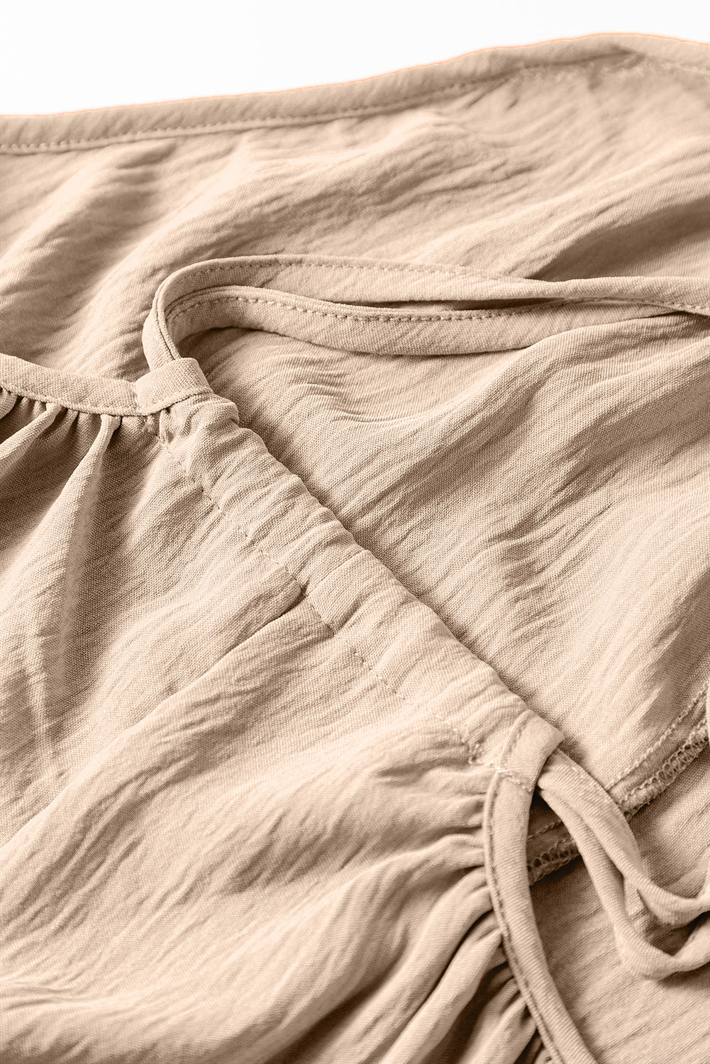 Apricot Spaghetti Straps Waist Tie Wide Leg Jumpsuit with Pockets Dear-Lover Dropshipping