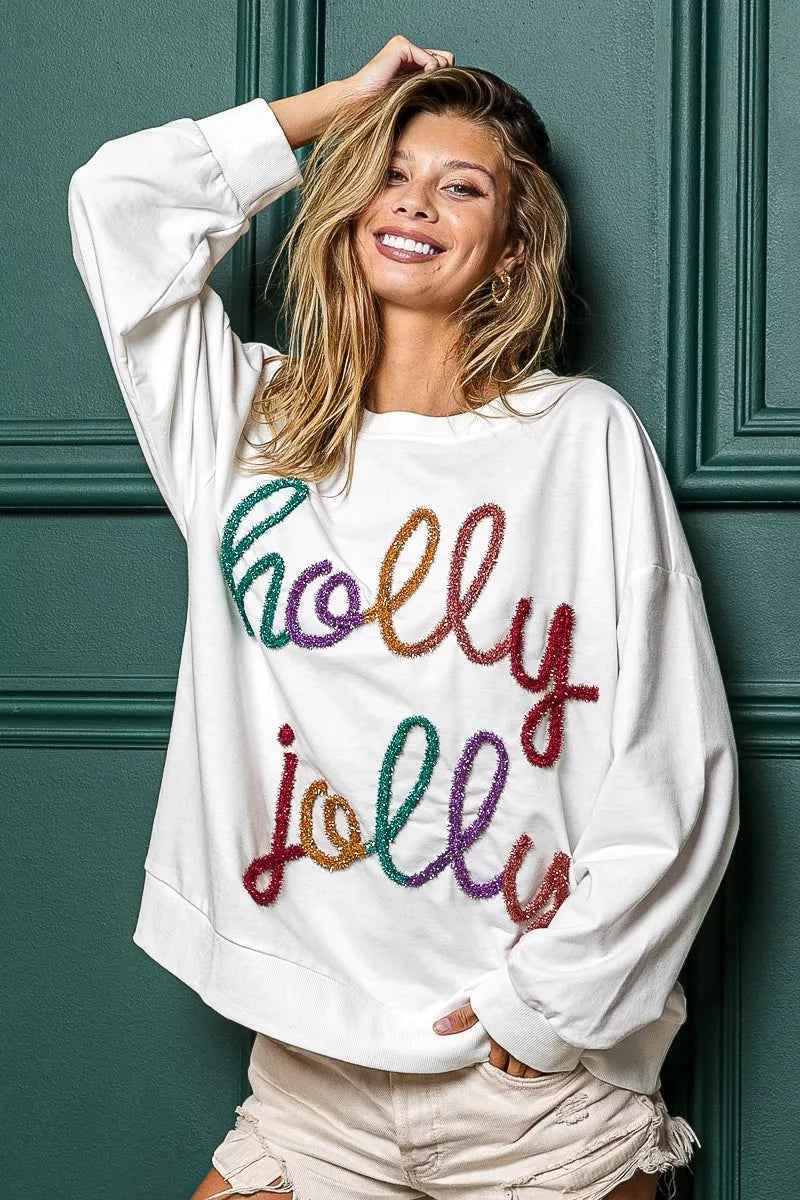 BiBi Holly Jolly Christmas French Terry Sweatshirt