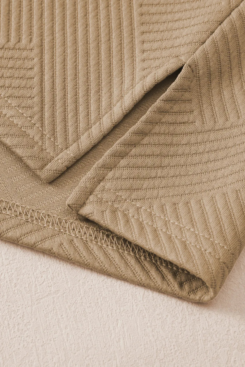 Textured Collared Neck Top and Wide Leg Pants Set.