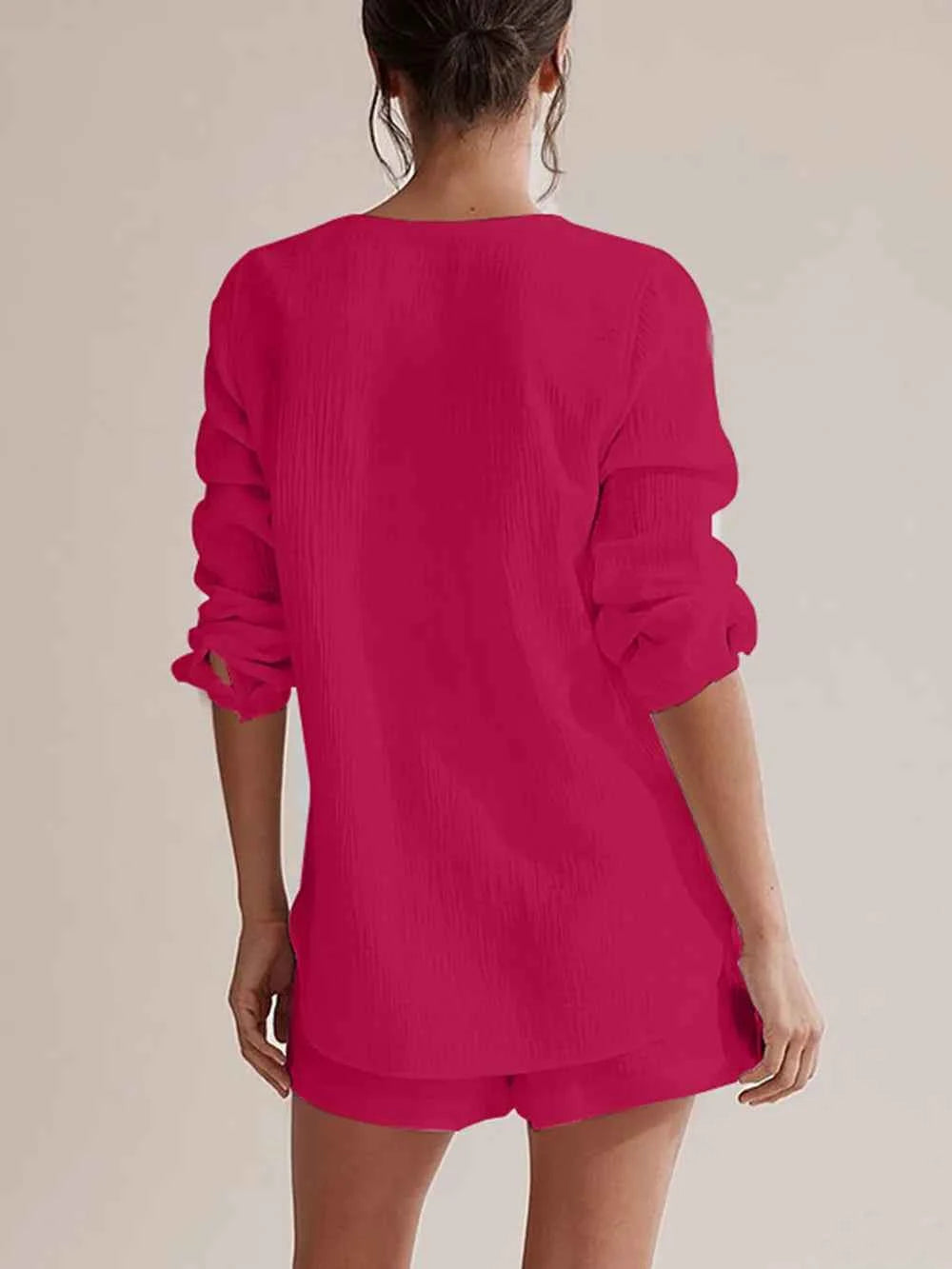 Long Sleeve women Top and Shorts Set