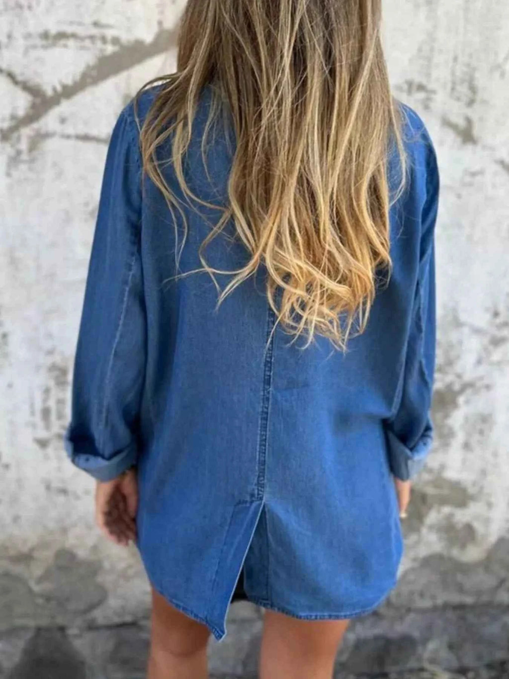 Full Size Button Down Denim Blazer Plus Size