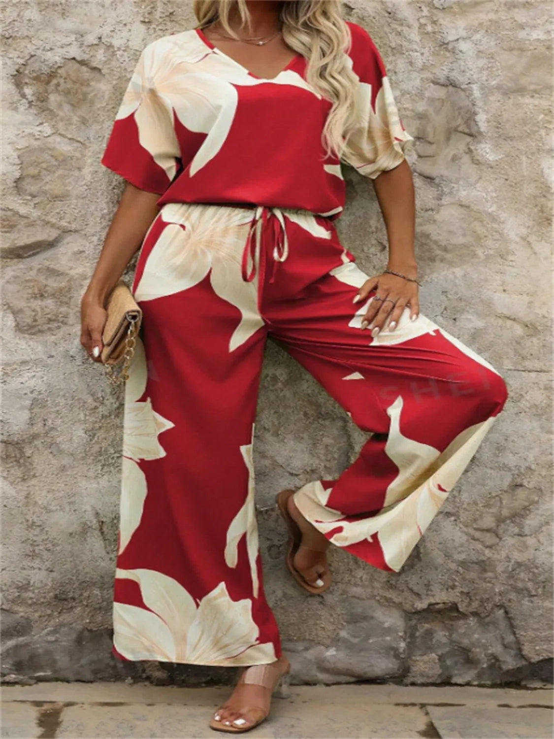 Top and Wide Leg Pants Set WOMEN - CHIC TB