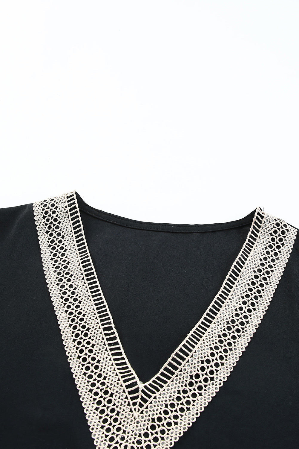 Black Lace Trim V Neck Short Sleeve Blouse Dear-Lover Dropshipping