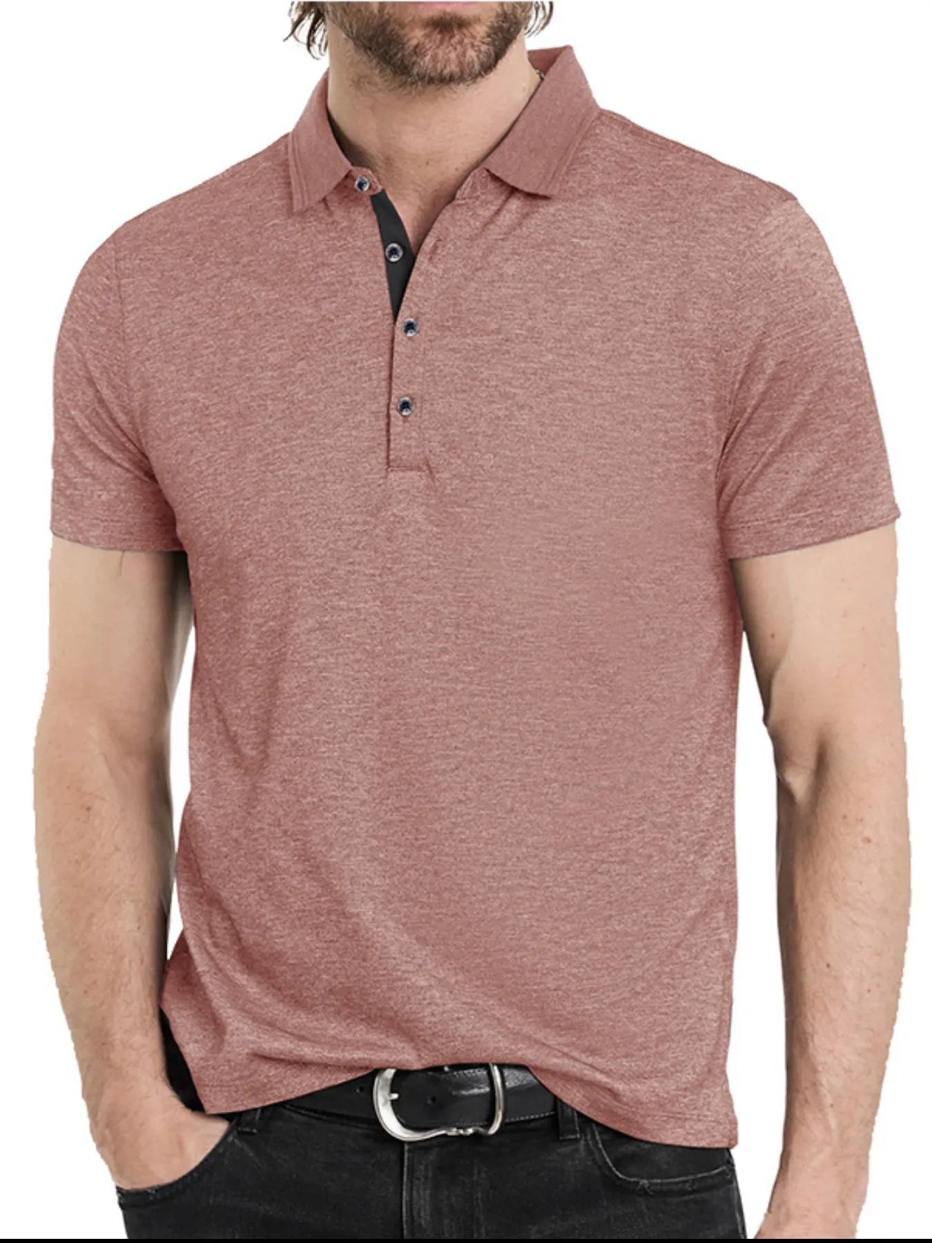 Men's Classic Heathered Short Sleeve Polo Shirt.