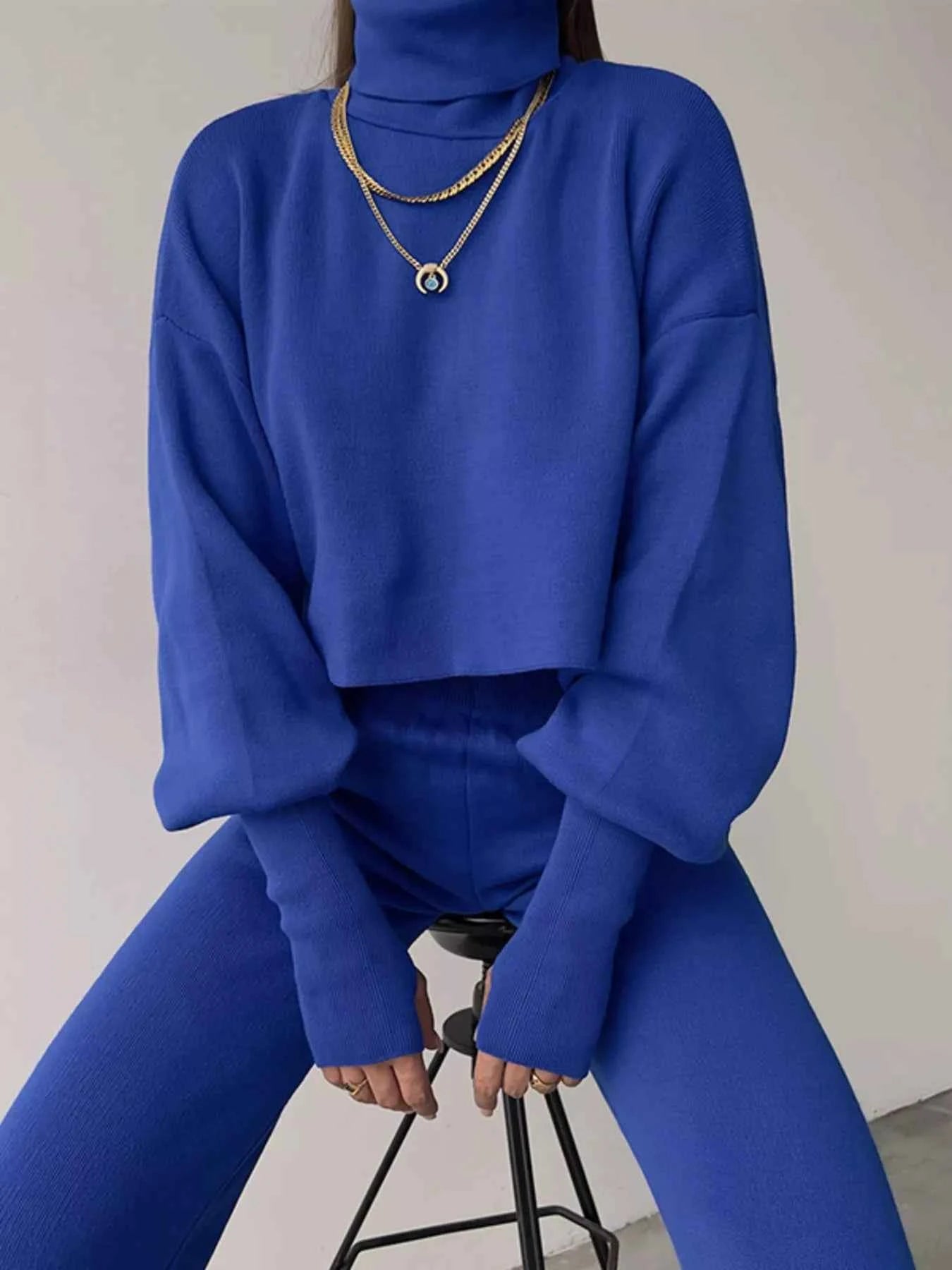 Turtleneck Long Sleeve Top & Pants Set