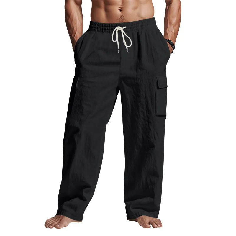 Men's Full Size Drawstring Pants with Pockets Plus Size.