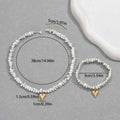 Best Selling Cross-border European American Women Jewelry Set, Geometric Heart Crushed Silver Irregular Design Clavicle Necklace & Matching Bracelet, Versatile Daily Neck Wrist Accessories