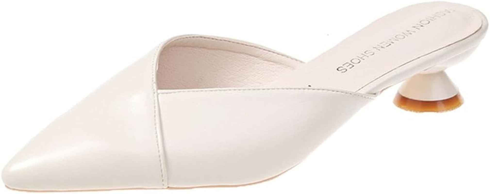 Hello Shero Comfortable Low Heel Mules Closed Pointed Toe Slip on Pumps Soft Synthetic Leather Dress Shoes Casual Daily Wear