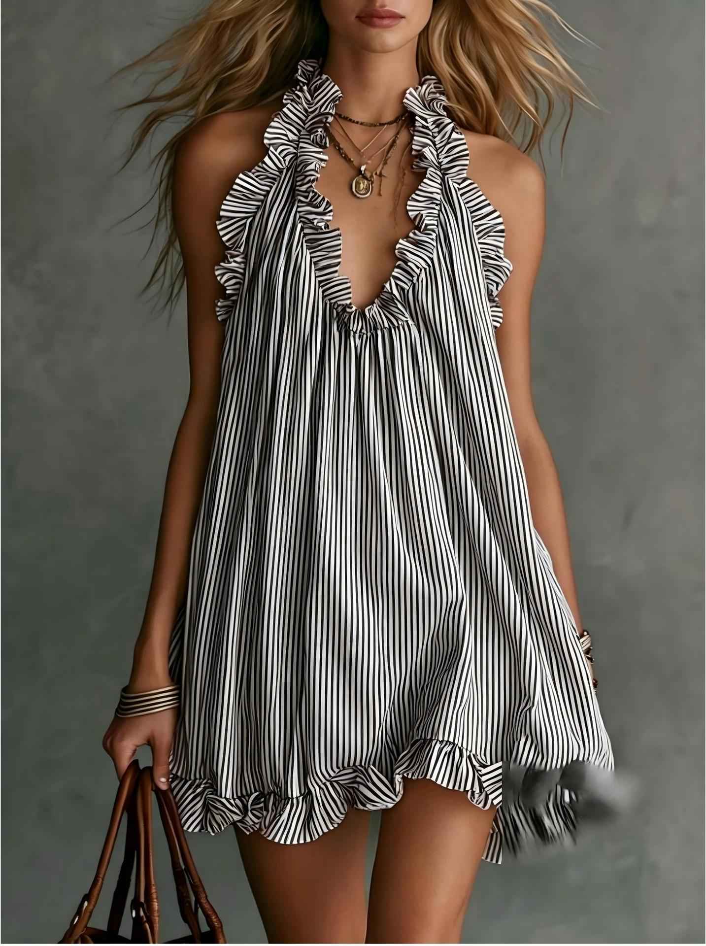 Elegant Resort-style Fashion Sleeveless Halter-neck Dress
