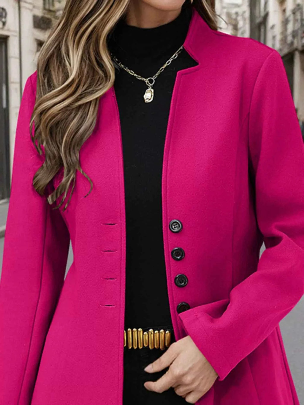 Button Up Long Sleeve Coat.