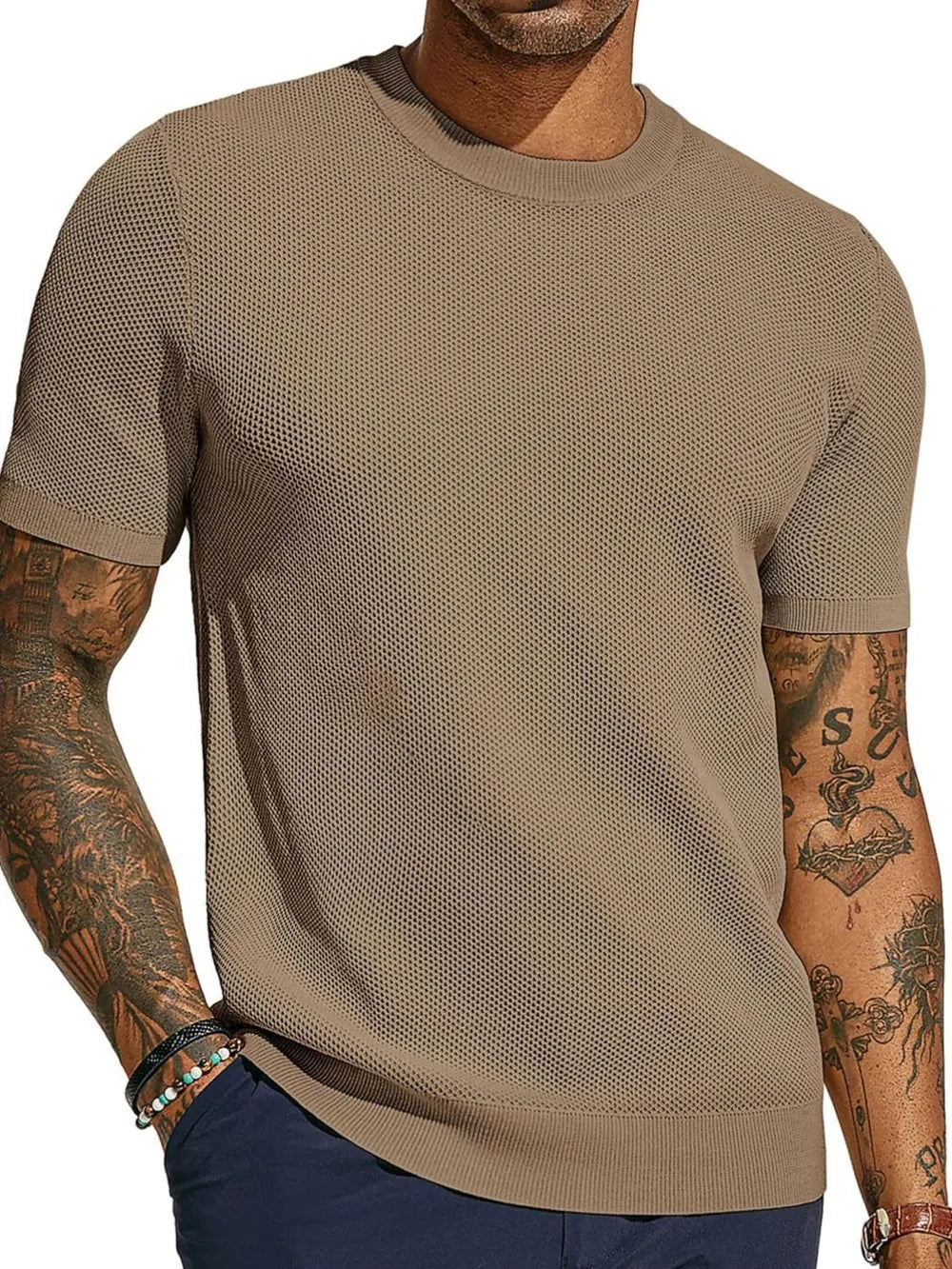 Men's Full Size Round Neck Short Sleeve T-Shirt Plus Size.