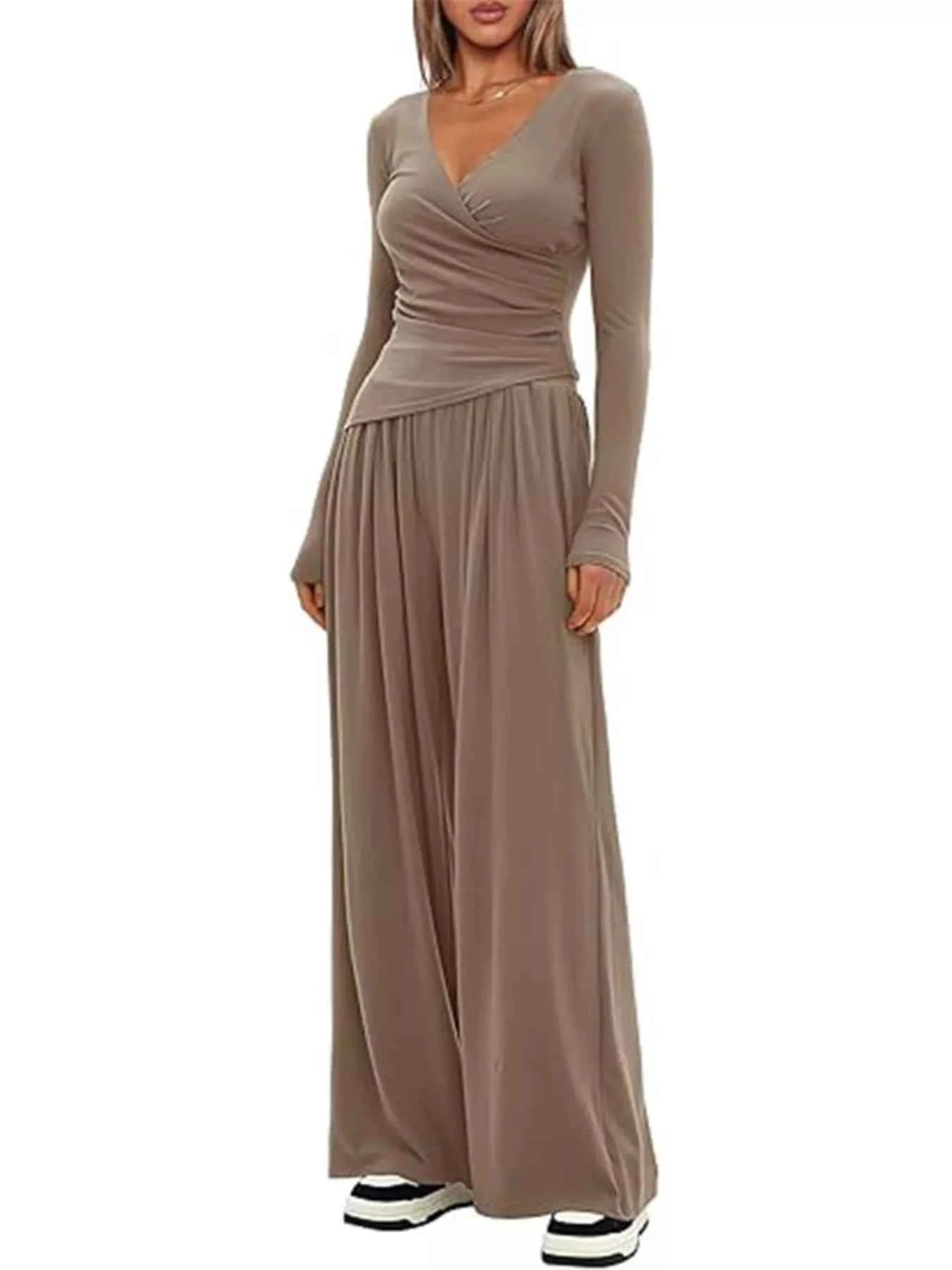 Casual Long Sleeve Top and Pants Two-Piece Set