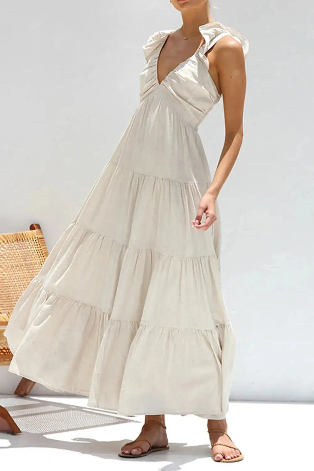 Ruffled V-Neck Dress.