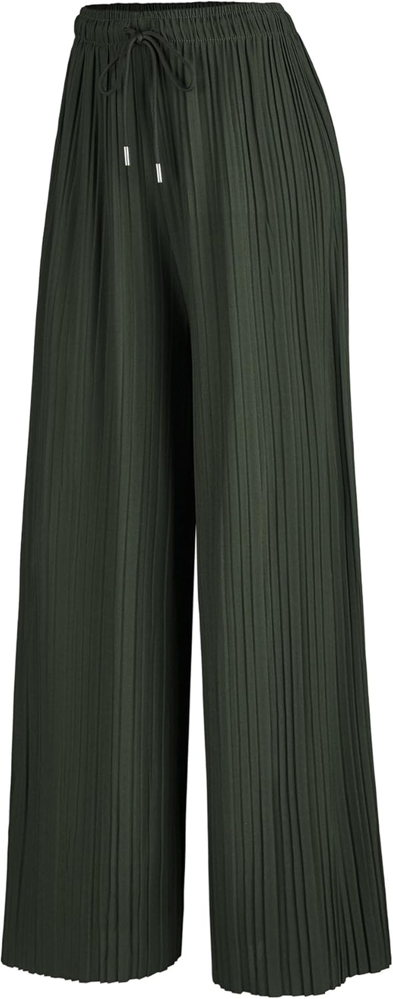 Made by Johnny Women'S Pleated Wide Leg Palazzo Pants with Drawstring