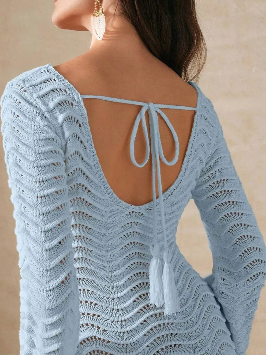 Wave Openwork Crochet Maxi Knit Dress.