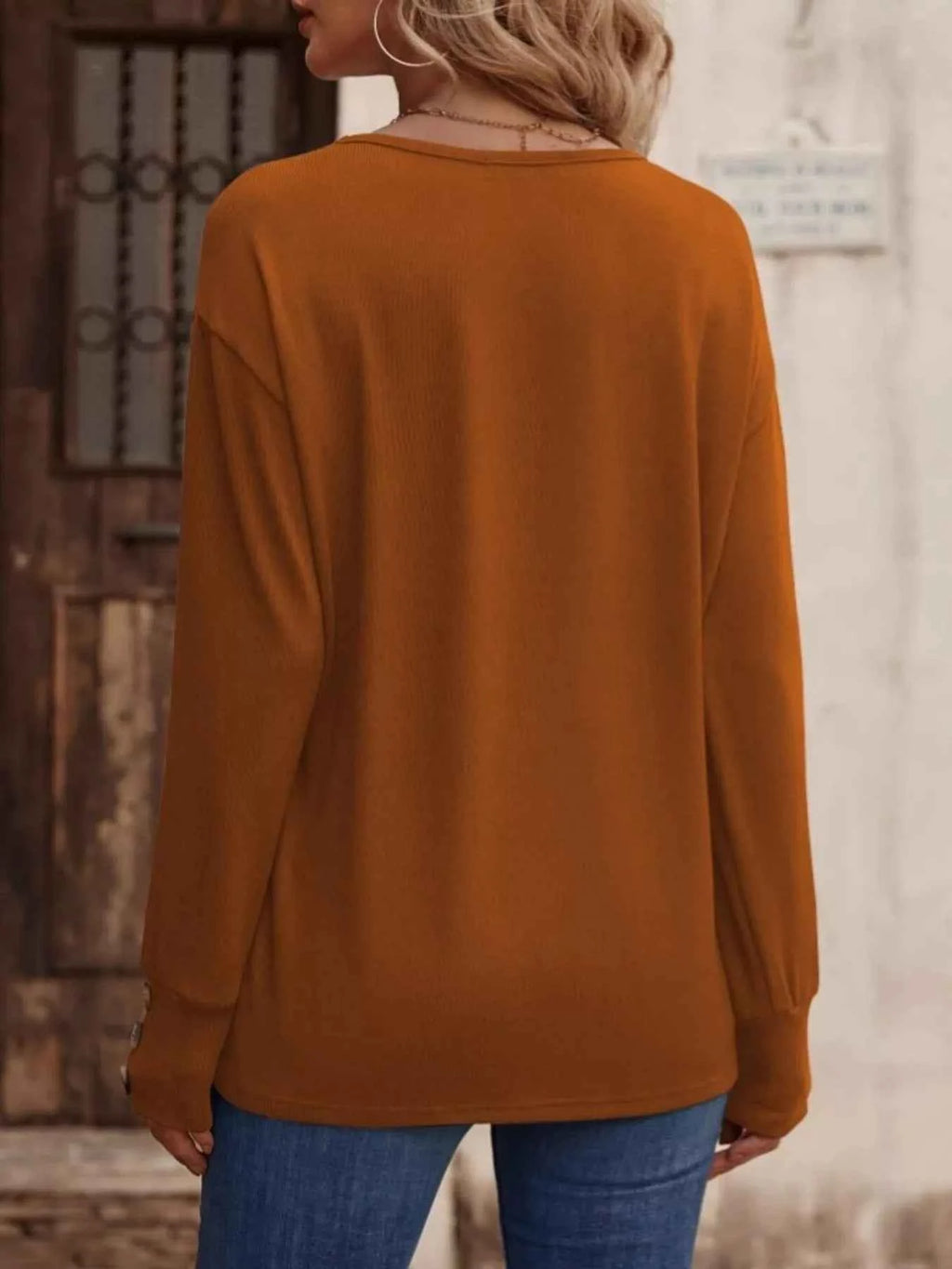 V-Neck Long Sleeve T-Shirt.
