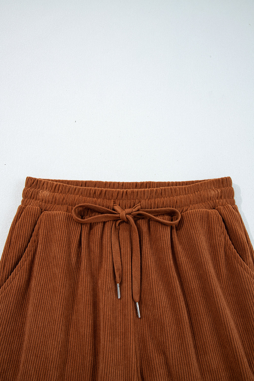 Chestnut Drawstring Elastic Waist Casual Corduroy Pants Dear-Lover Dropshipping