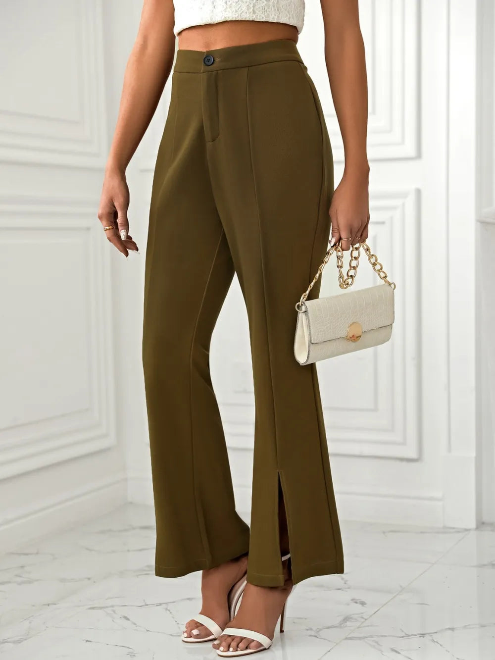 Slit Flare Pants with Pockets.