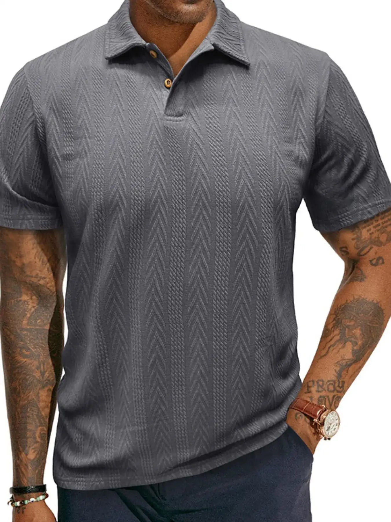 Men's Classic Chevron Textured Polo Shirt.