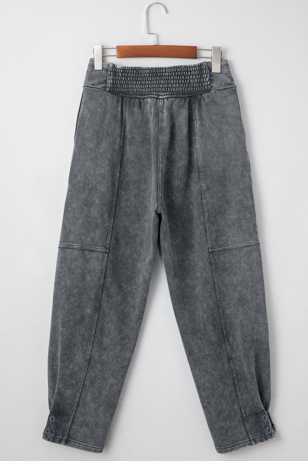 Medium Grey Mineral Wash Jogger Style High Waist Casual Pants Dear-Lover Dropshipping