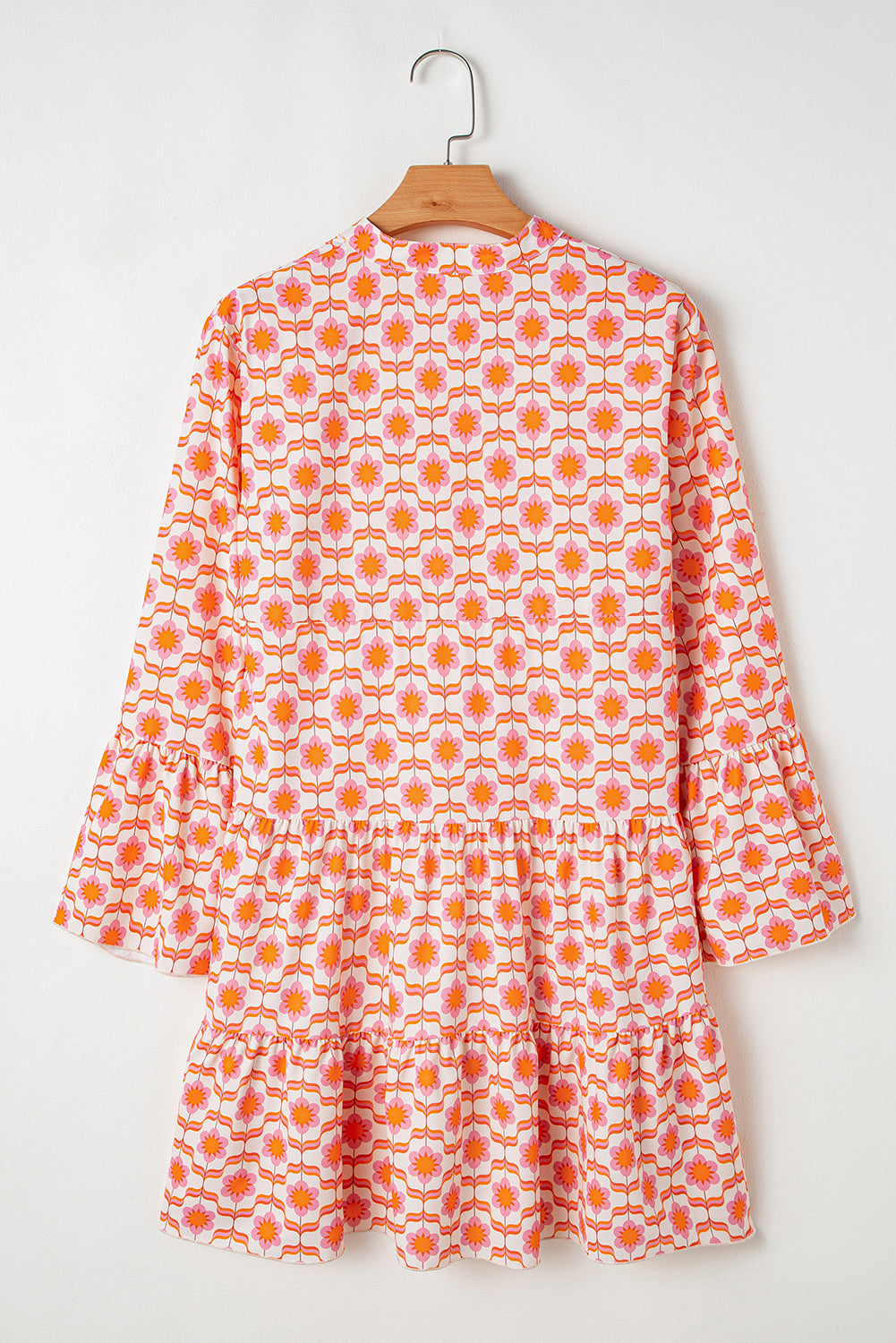Orange Floral Print Flounce Sleeve Buttoned Front Mini Dress Dear-Lover Dropshipping